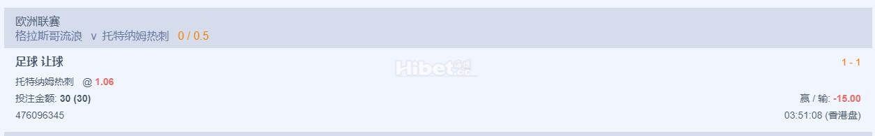欧联去了一手热刺的盘口是输半了啊