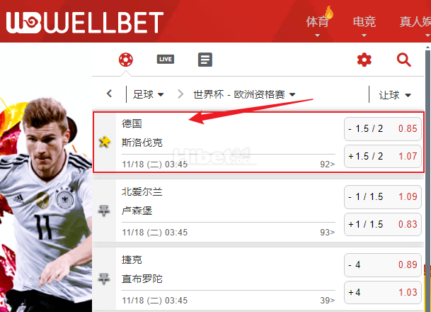 【WELLBET吉祥坊】世界杯-欧洲资格赛 德国vs斯洛伐克(德国-1.5/2)