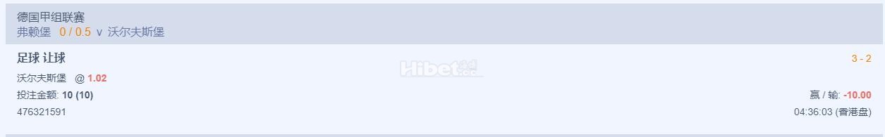 德甲搞了一手沃尔夫斯堡的盘口是挂了啊